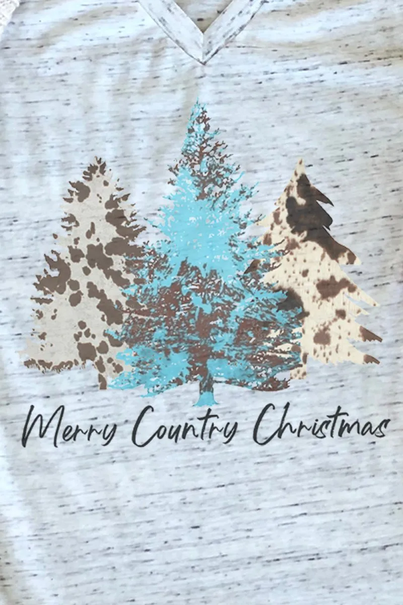 Merry Country Christmas Unisex V-Neck Tee