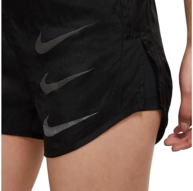 Nike Tempo 2 in 1 Women's Swoosh Black Running Shorts Size L