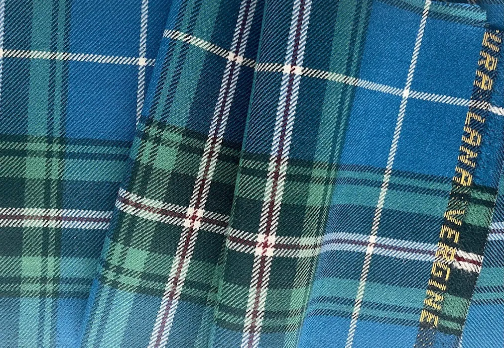 Ocean & Pine Virgin Wool Twill Tartan Plaid (Made in Italy)