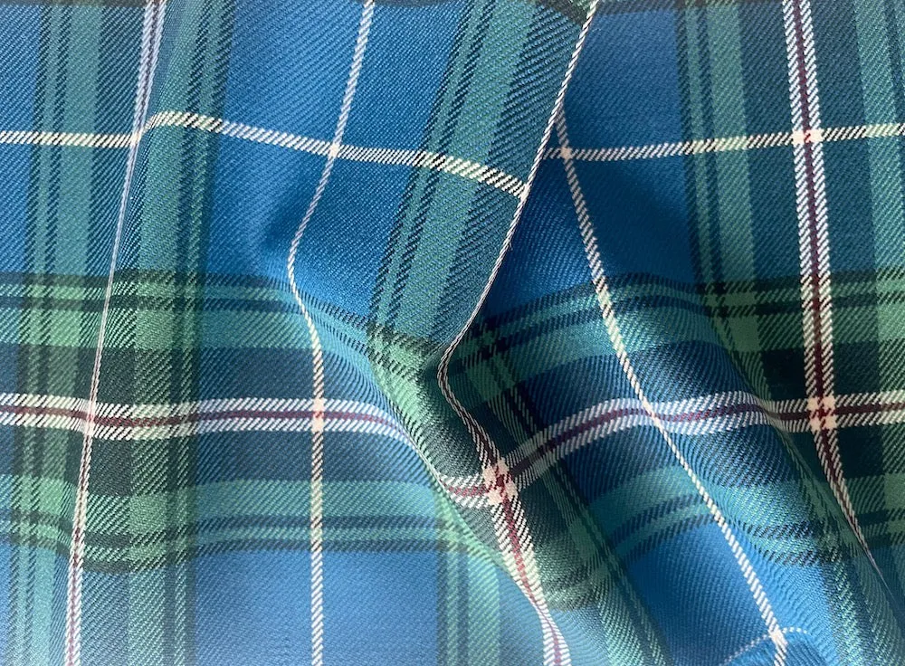 Ocean & Pine Virgin Wool Twill Tartan Plaid (Made in Italy)