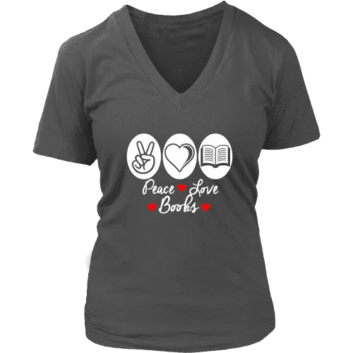 Peace, Love, Books V-neck