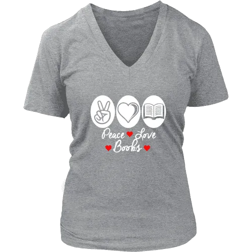 Peace, Love, Books V-neck