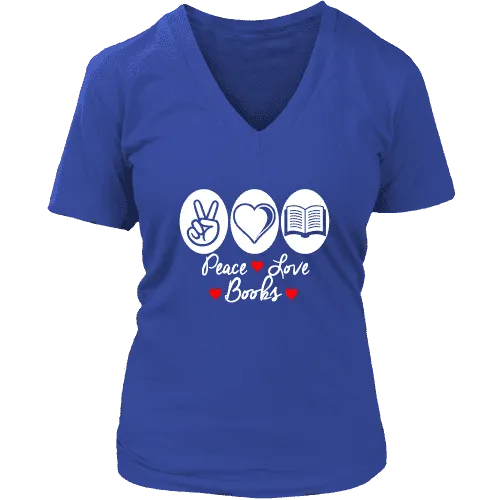 Peace, Love, Books V-neck