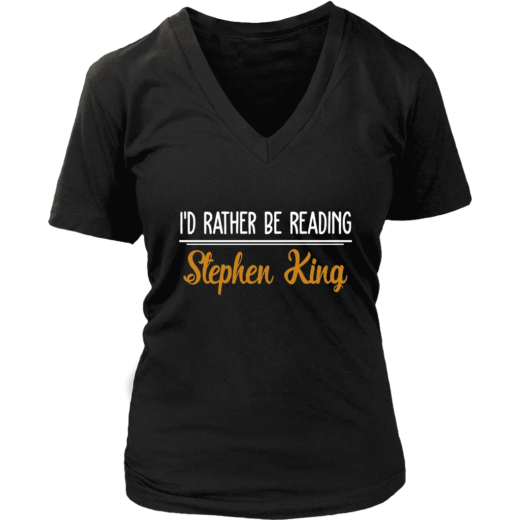 "I'd Rather Be Reading SK" V-neck Tshirt