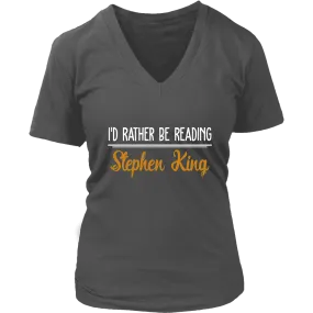 "I'd Rather Be Reading SK" V-neck Tshirt