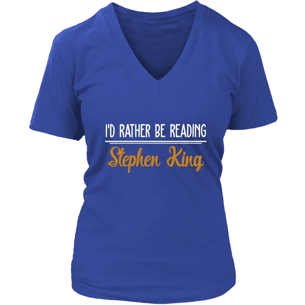 "I'd Rather Be Reading SK" V-neck Tshirt