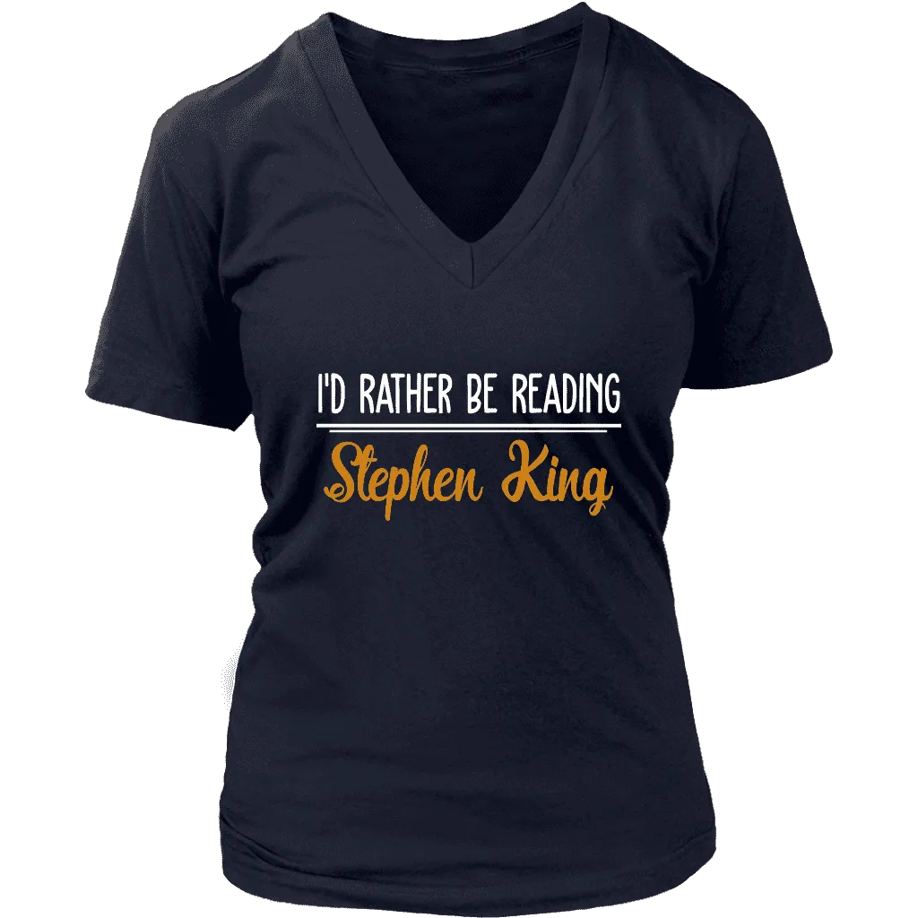 "I'd Rather Be Reading SK" V-neck Tshirt