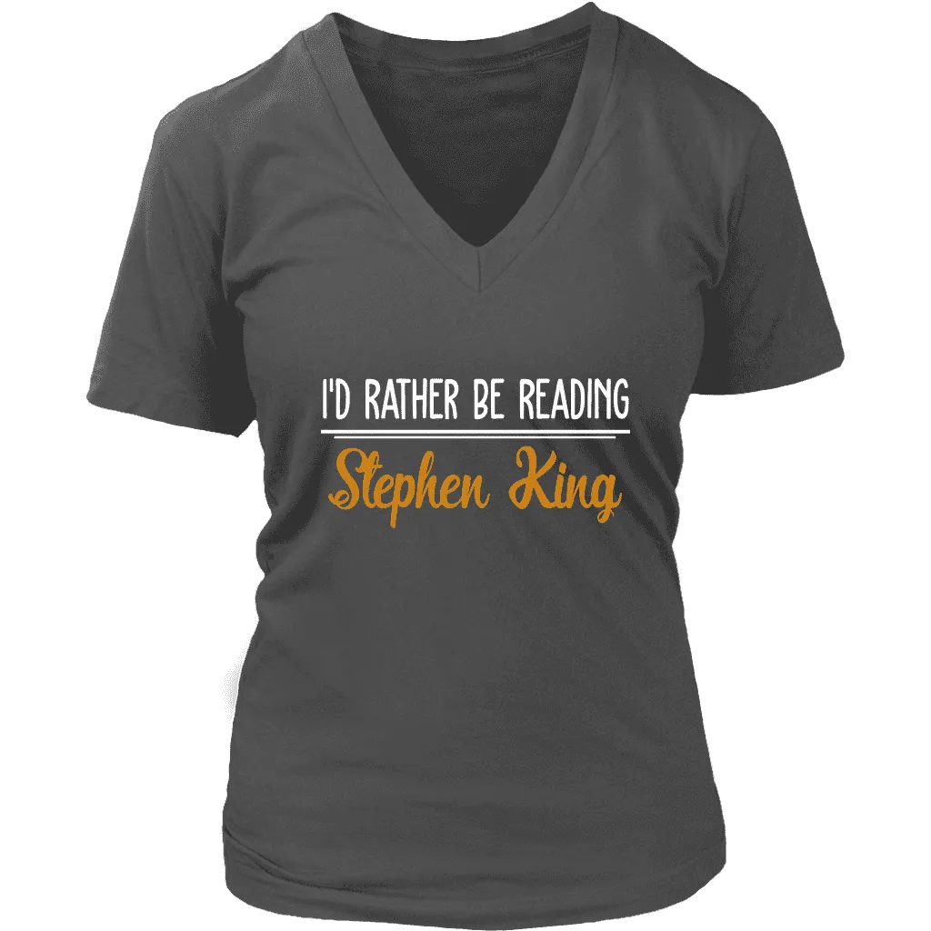 "I'd Rather Be Reading SK" V-neck Tshirt