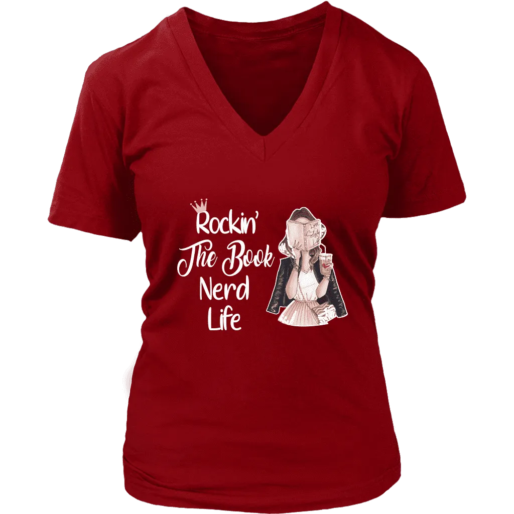 "The Book Nerd Life" V-neck Tshirt