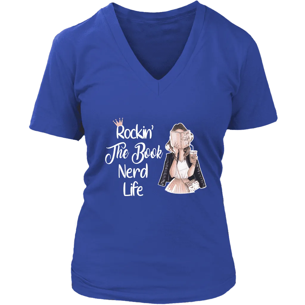 "The Book Nerd Life" V-neck Tshirt