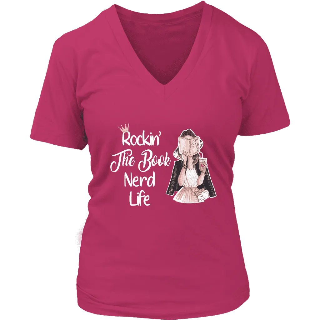 "The Book Nerd Life" V-neck Tshirt