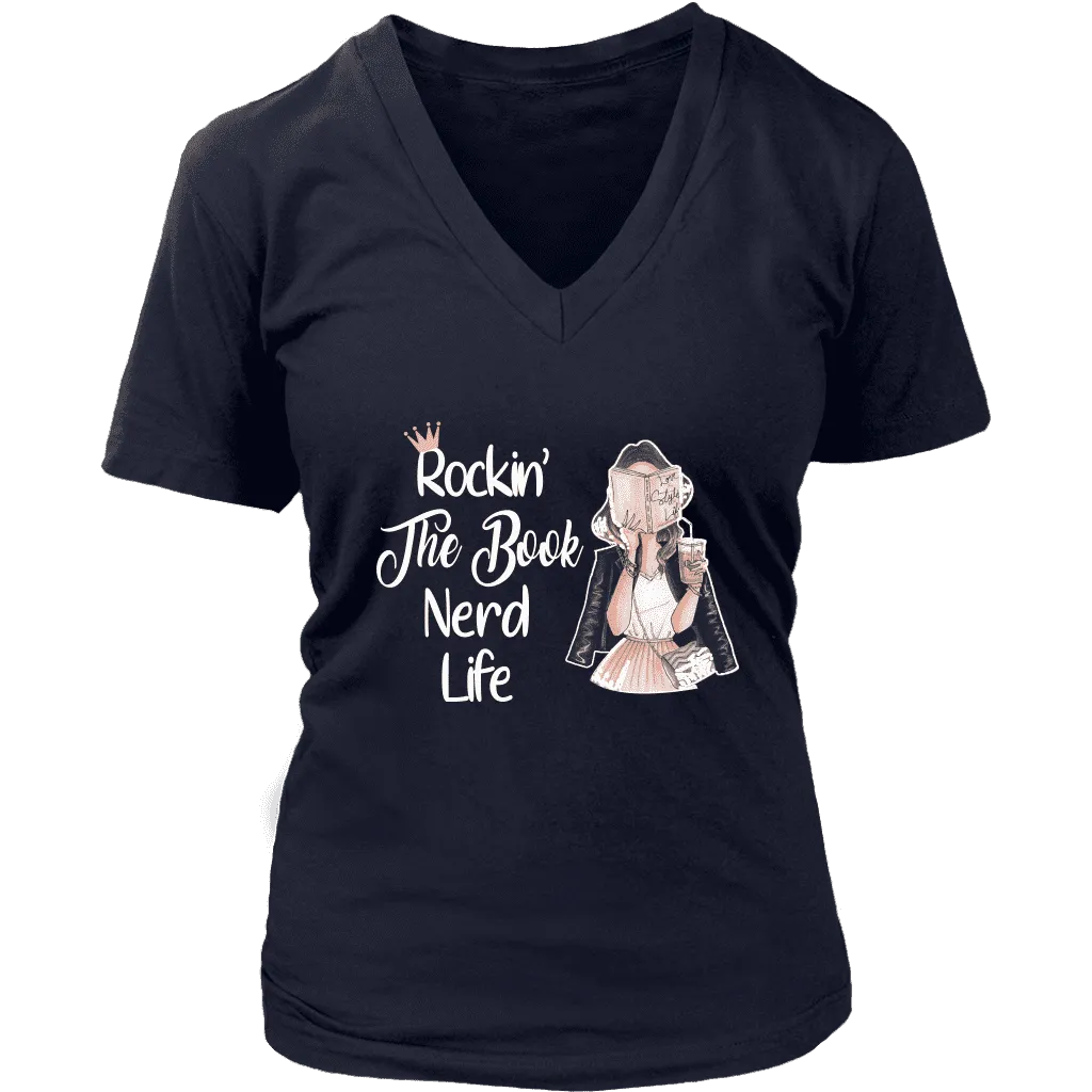 "The Book Nerd Life" V-neck Tshirt