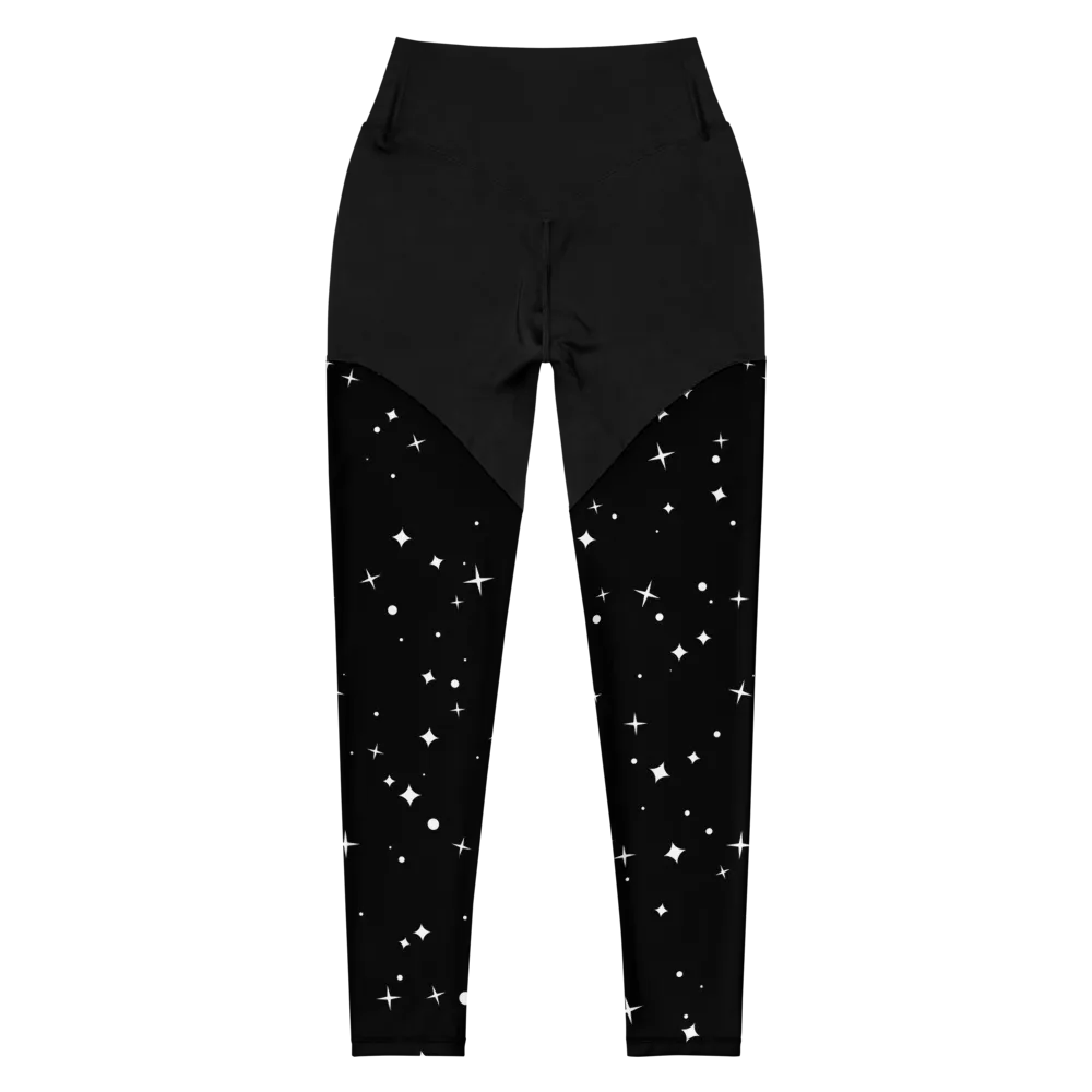 "W.Benji" Black/Stars (White logo) Sports Leggings