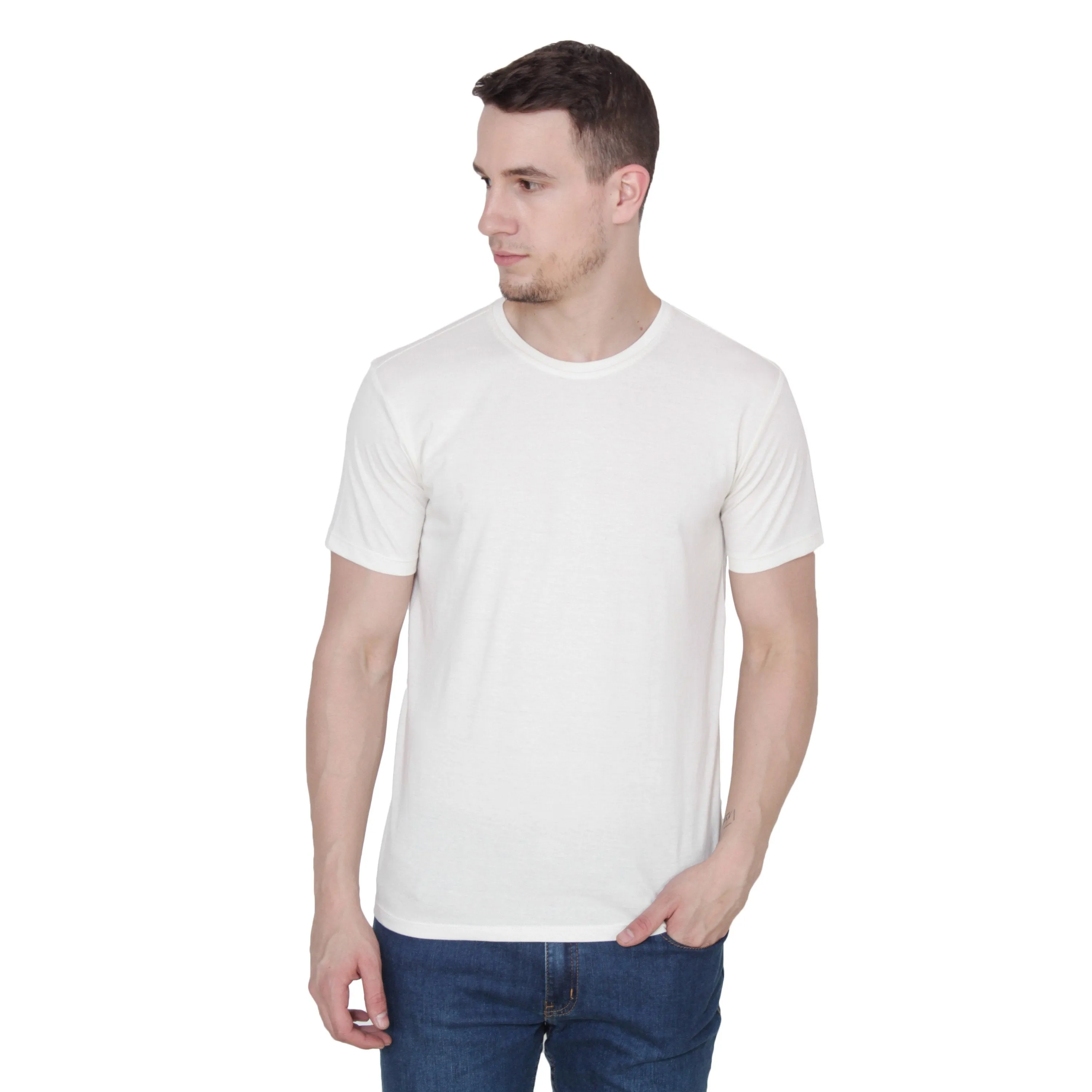 Ruse Men's Designer Solid Plain White Tee