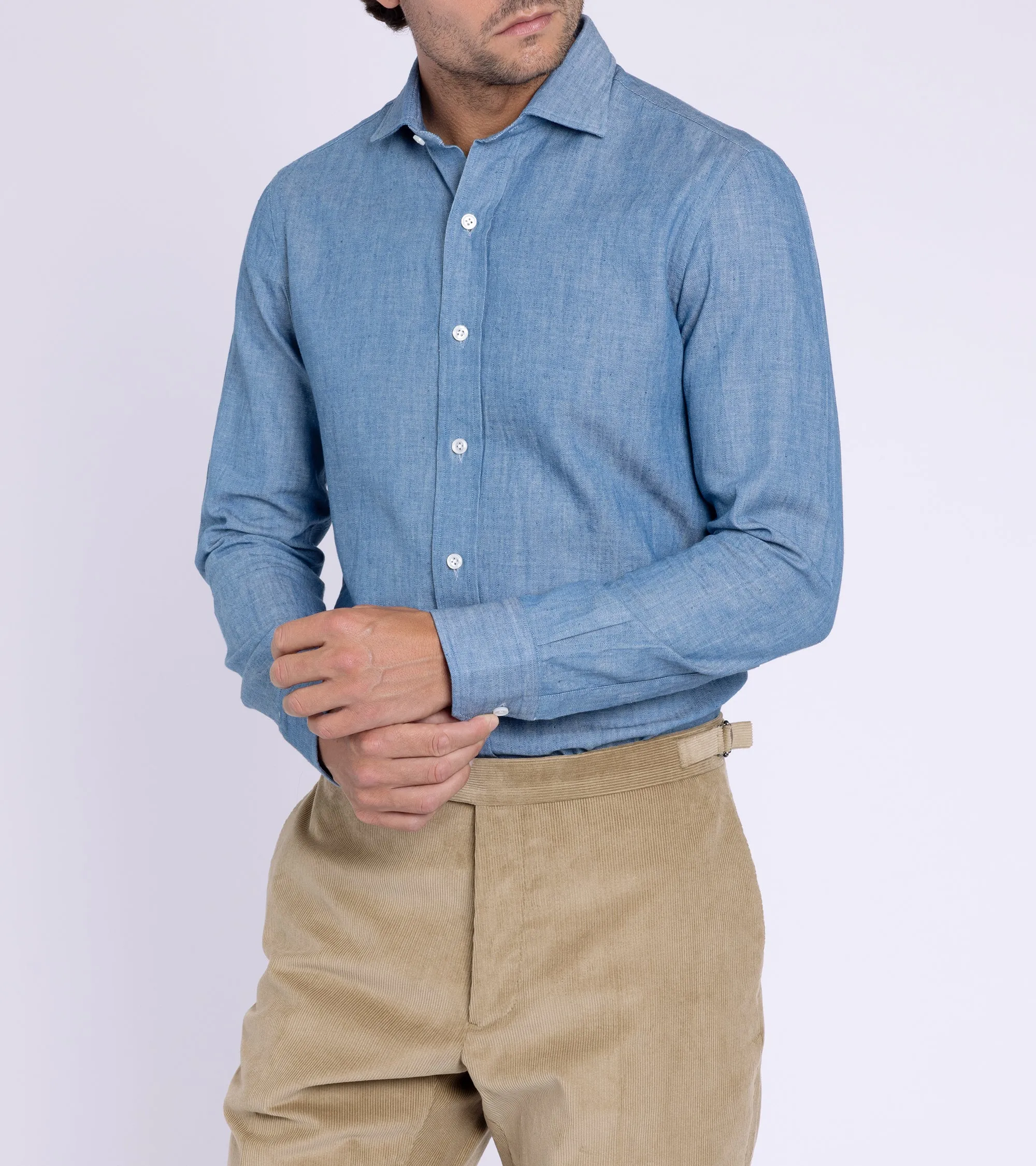 Salvatore Piccolo Selvedge Denim Shirt: Light Blue