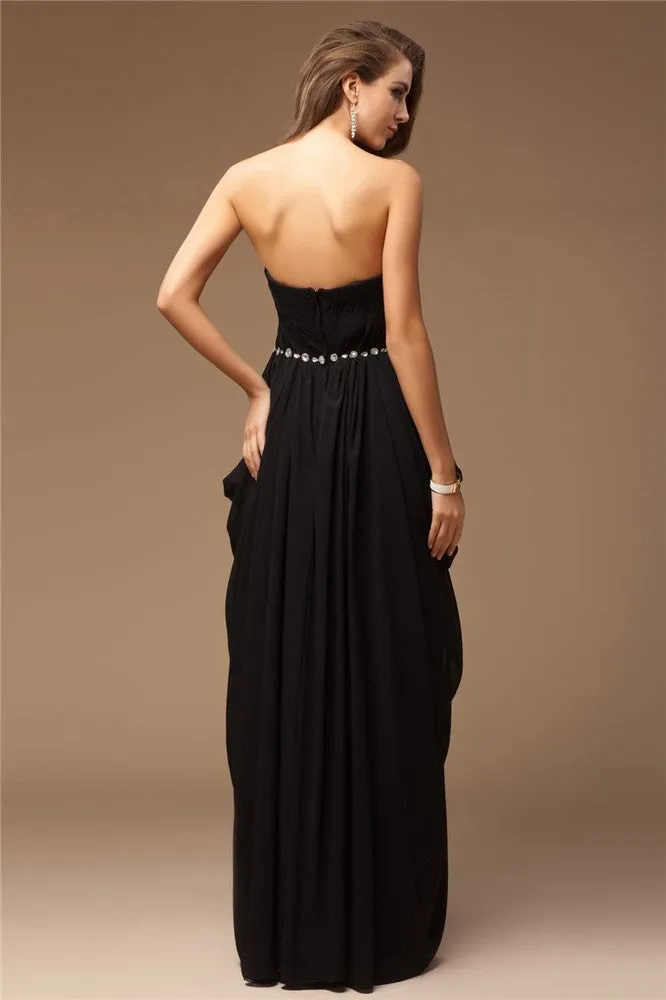 Sheath/Column Sweetheart Sleeveless Beading Long Chiffon Dresses