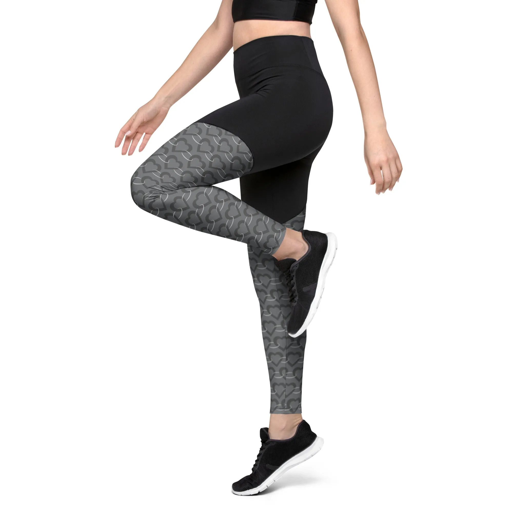 Silver Heart Chain Sports Leggings