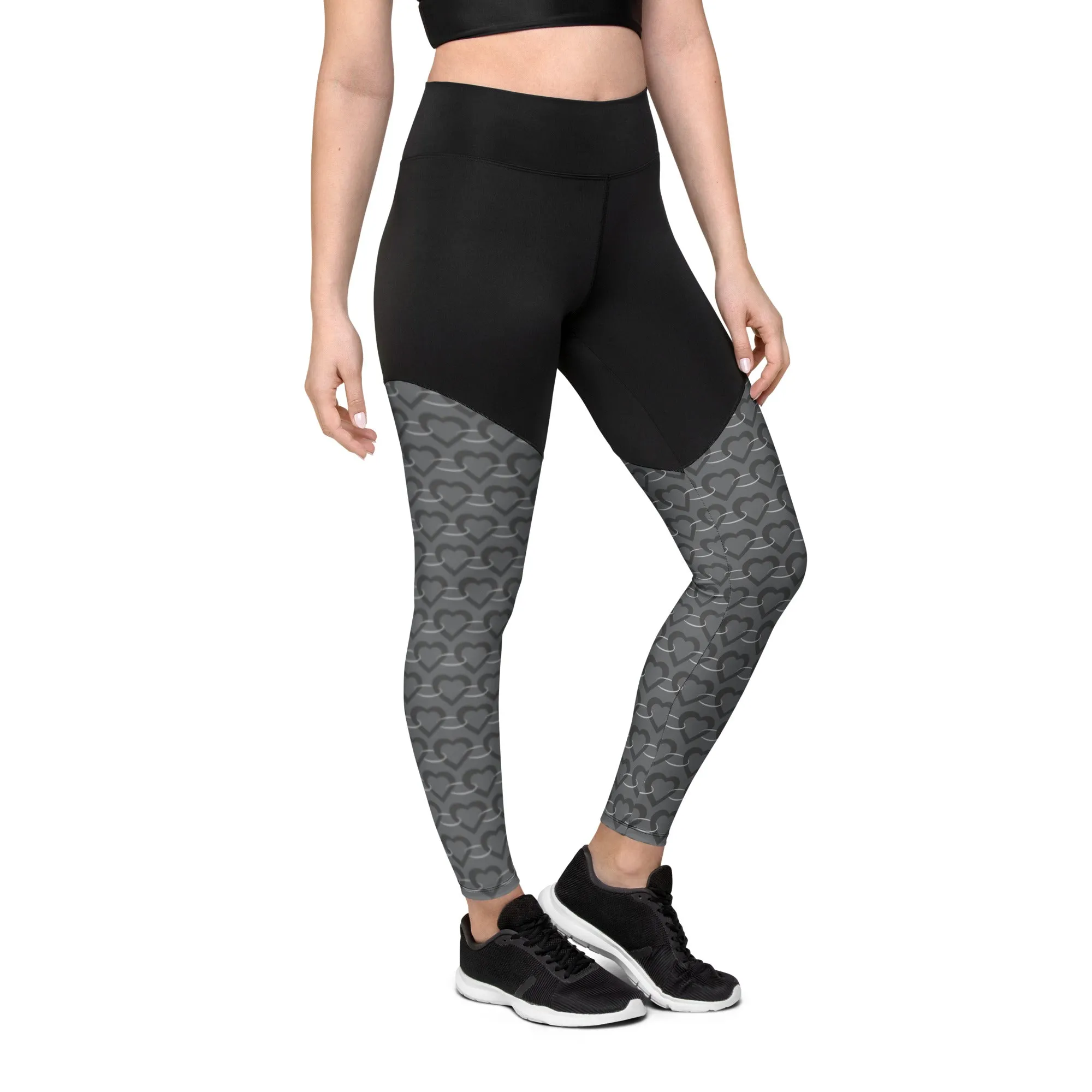 Silver Heart Chain Sports Leggings