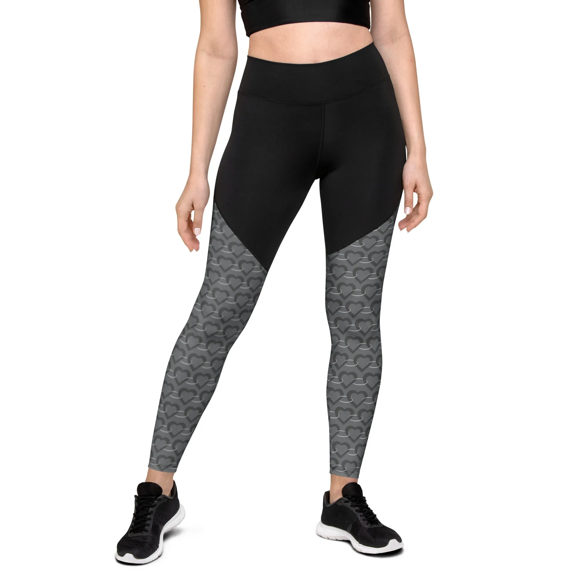 Silver Heart Chain Sports Leggings