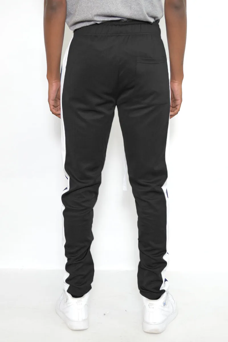 SLIM FIT TRACK PANTS- BLACK/ WHITE