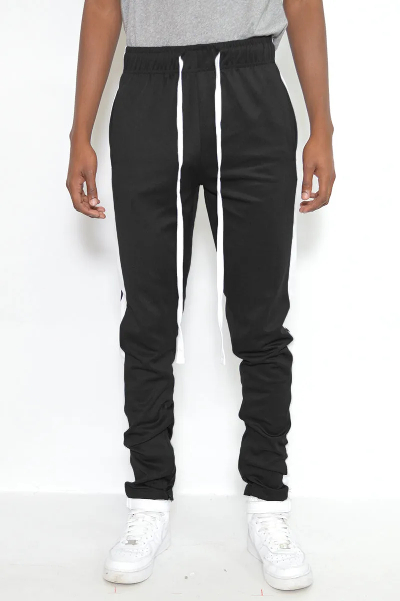 SLIM FIT TRACK PANTS- BLACK/ WHITE