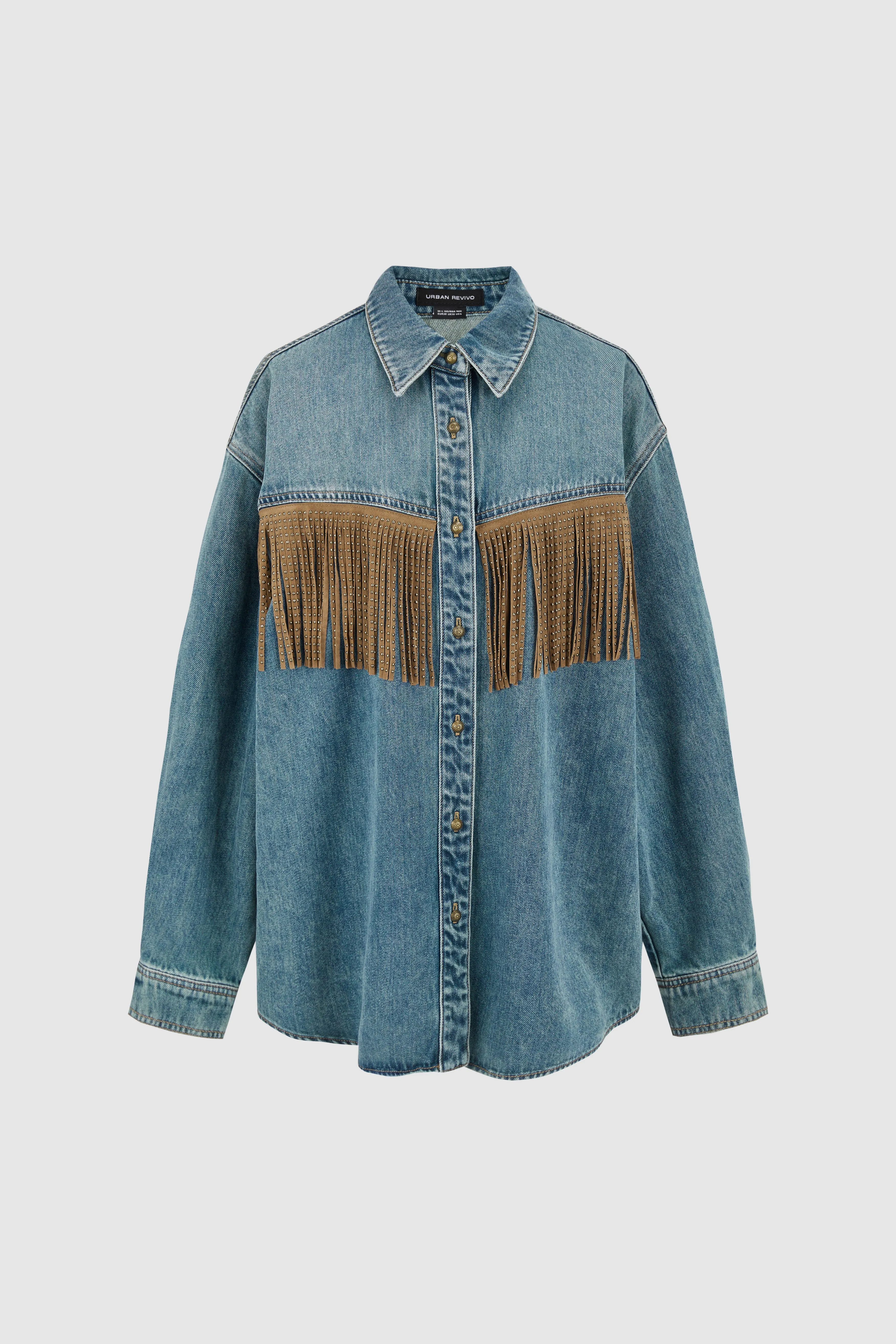 Tassel Decor Denim Shirts