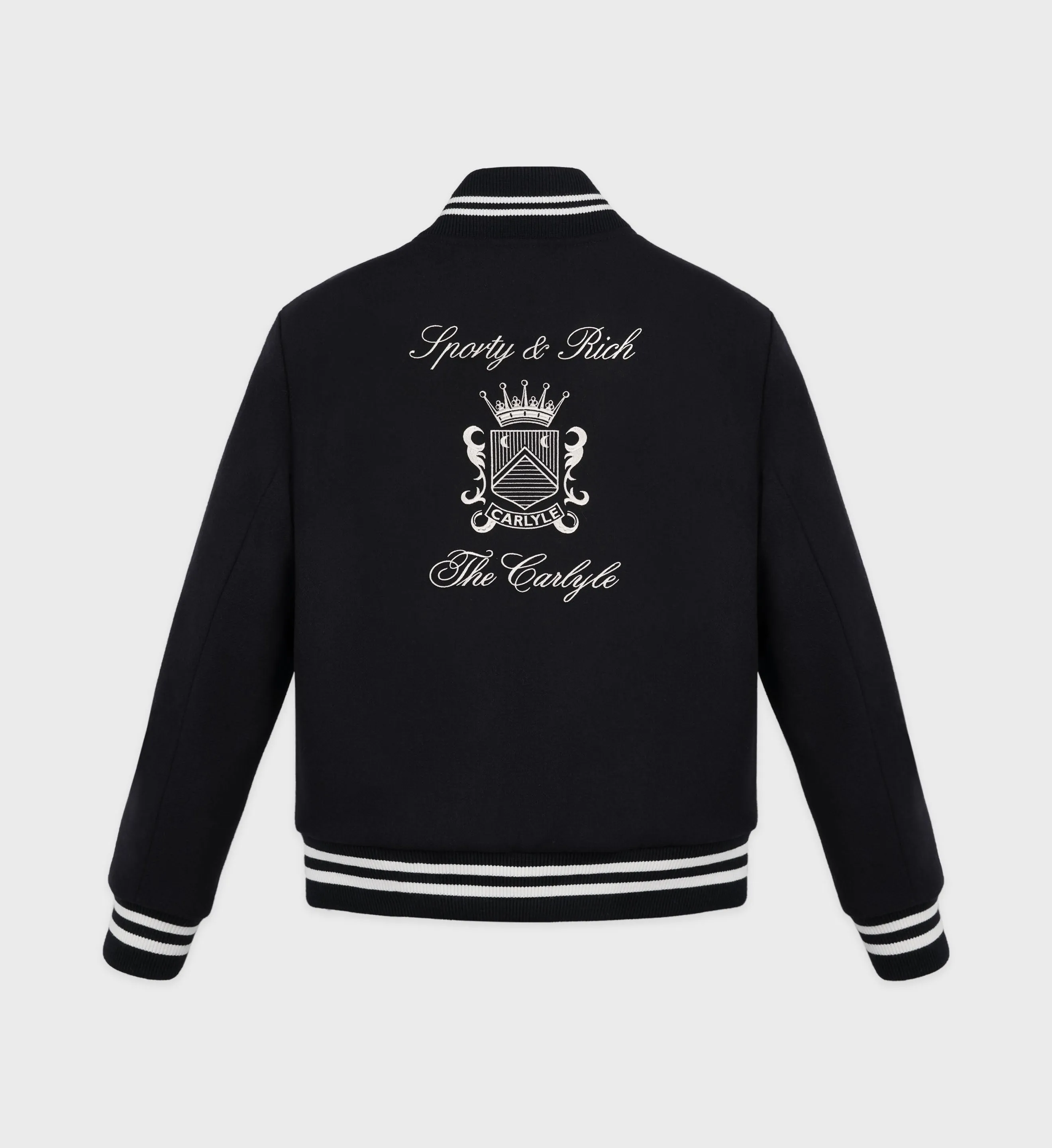 The Carlyle Crest Wool Varsity Jacket - Black/White