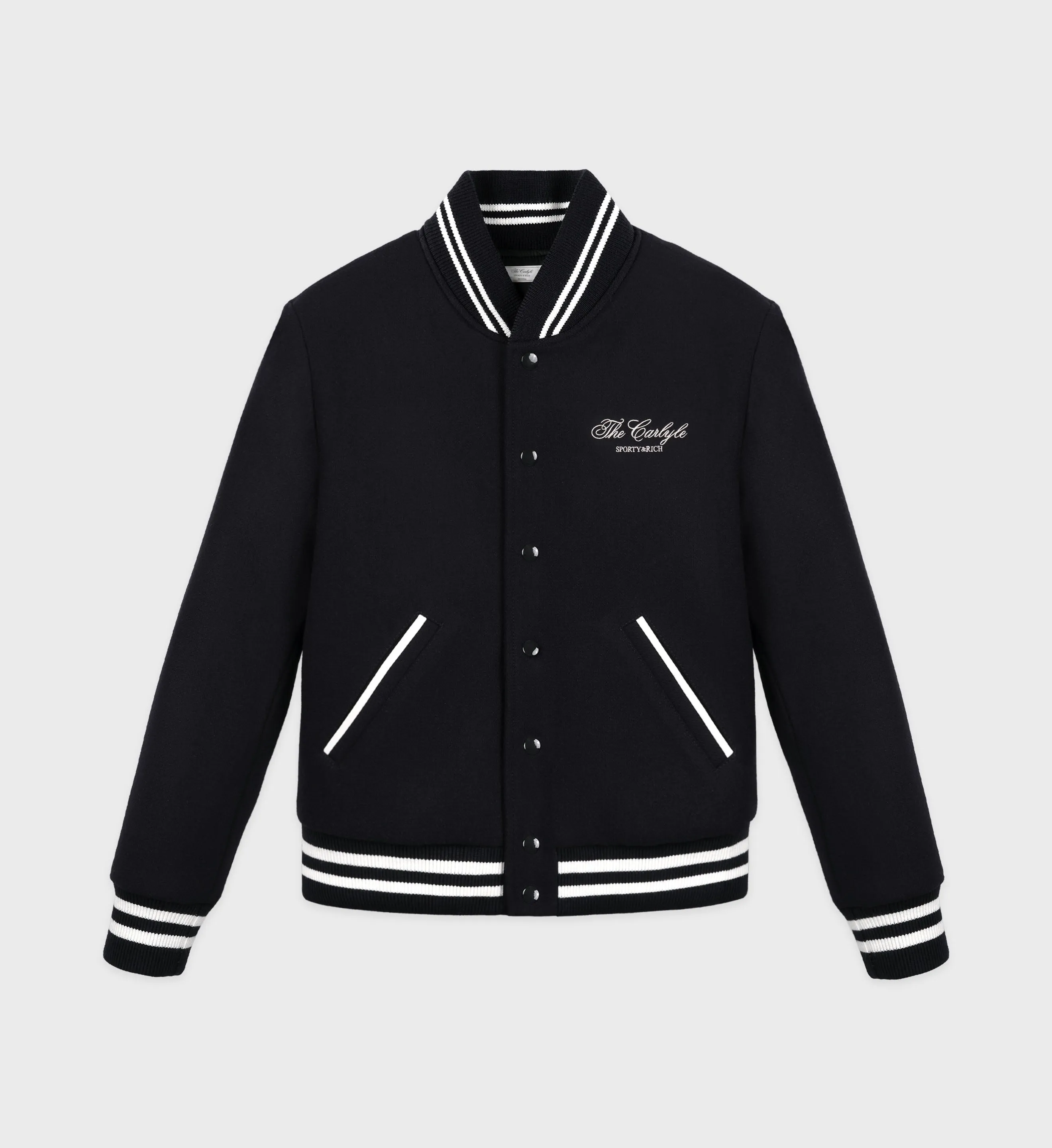 The Carlyle Crest Wool Varsity Jacket - Black/White