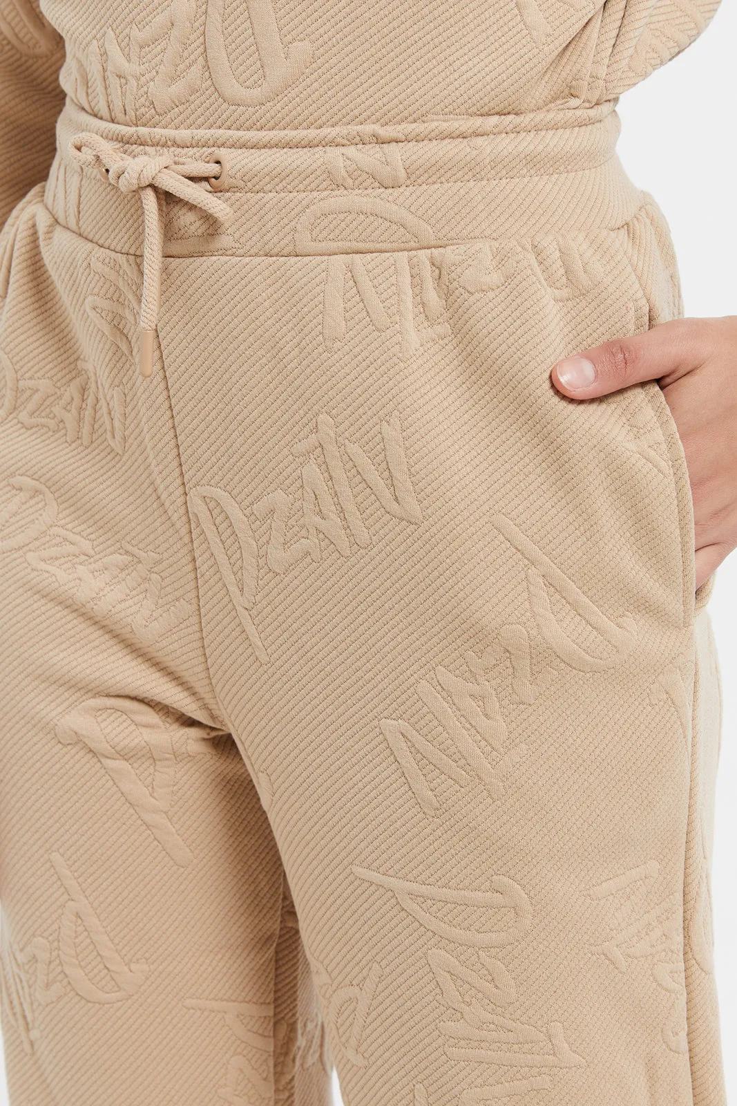 Women Brown Textured Regular Joggers