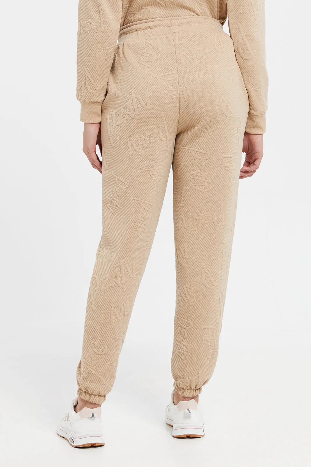 Women Brown Textured Regular Joggers