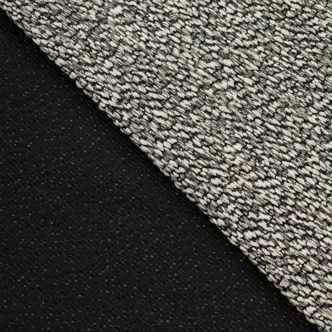 Wool Suiting Light to Medium Weight Design-64 Black & White Boucle