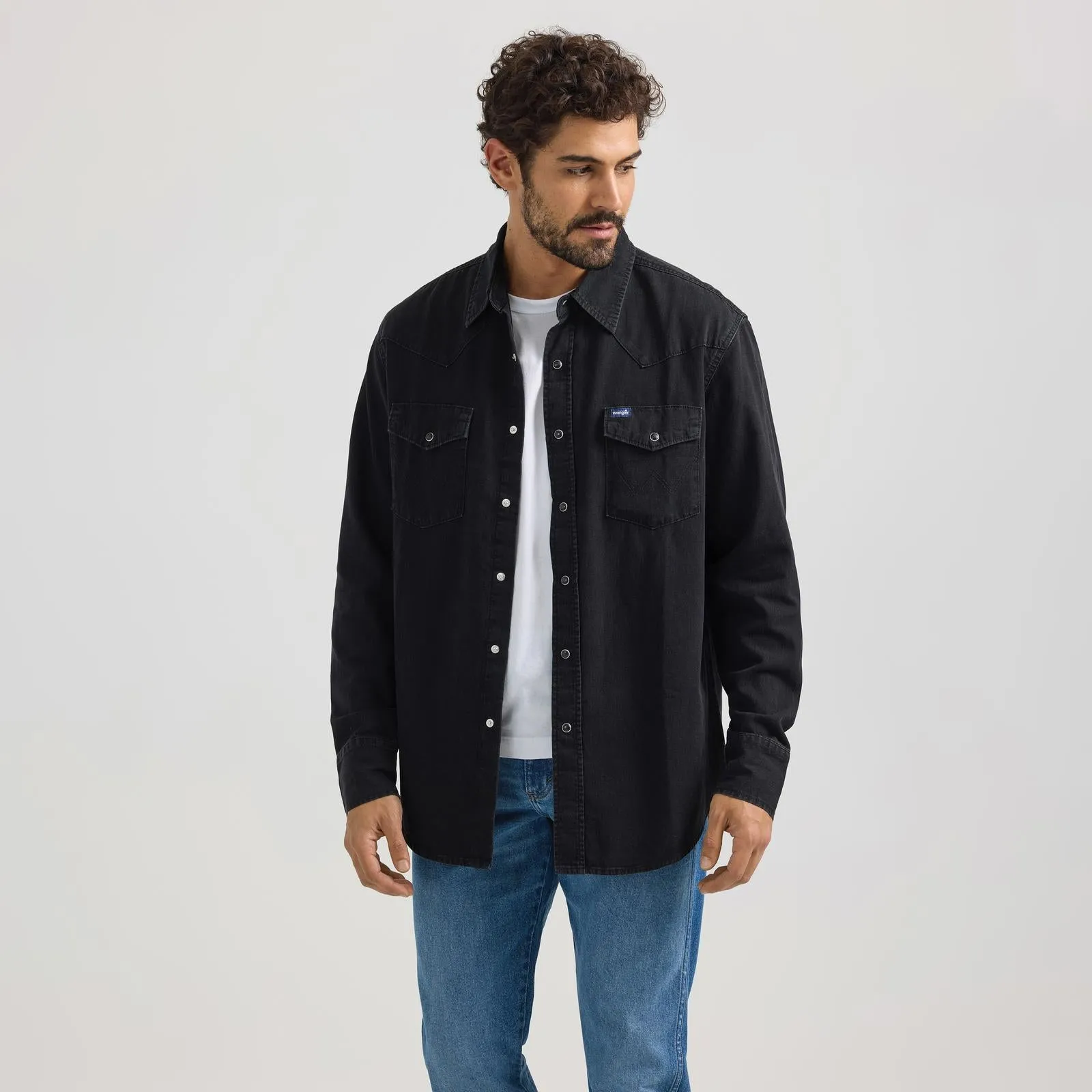 Wrangler Long Sleeve Black Denim Shirt